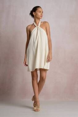 NEW ELAN women's lucia halter dress in beige